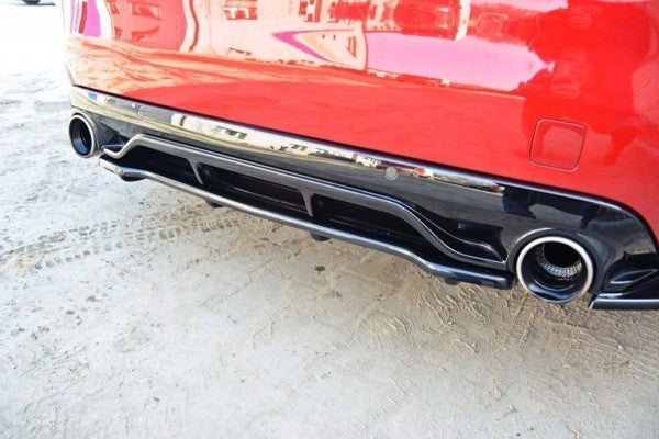 Maxton Central Rear Splitter Peugeot 308 Ii Gti (With Vertical Bars) - Gloss Black