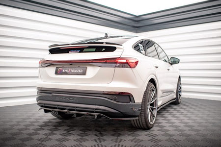 Maxton Central Rear Splitter (With Vertical Bars) Audi Q4 E-Tron Sportback Mk1 - Gloss Black