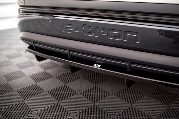 Maxton Central Rear Splitter (With Vertical Bars) Audi Q4 E-Tron Sportback Mk1 - Gloss Black