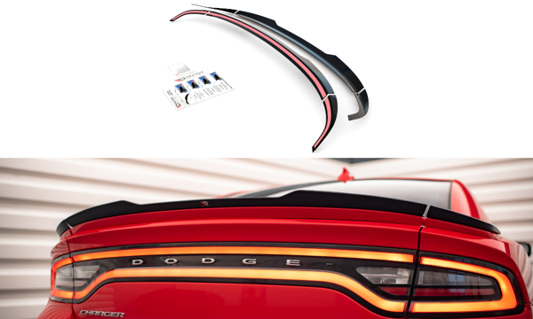 Maxton Set Of Spoiler Caps Dodge Charger Rt Mk7 Facelift - Gloss Black