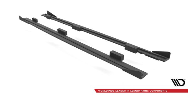 Maxton Street Pro Side Skirts Diffusers + Flaps Audi S3 / A3 S-Line Sportback 8V Facelift - Black + Gloss Flaps    