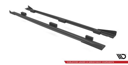 Maxton Street Pro Side Skirts Diffusers + Flaps Audi S3 / A3 S-Line Sportback 8V Facelift - Black + Gloss Flaps    