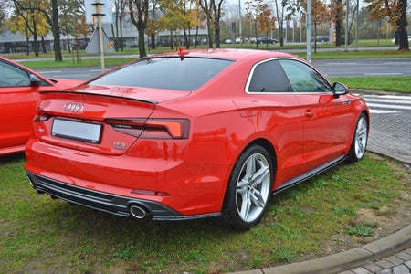 Maxton Central Rear Splitter Audi A5 F5 S-Line (With Vertical Bars) - Gloss Black