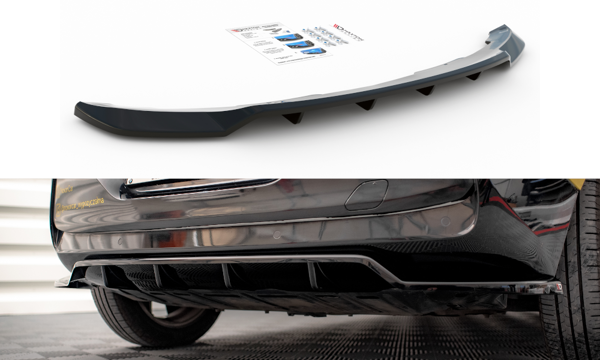 Maxton Central Rear Splitter (With Vertical Bars) BMW I3 Mk1 Facelift - Gloss Black
