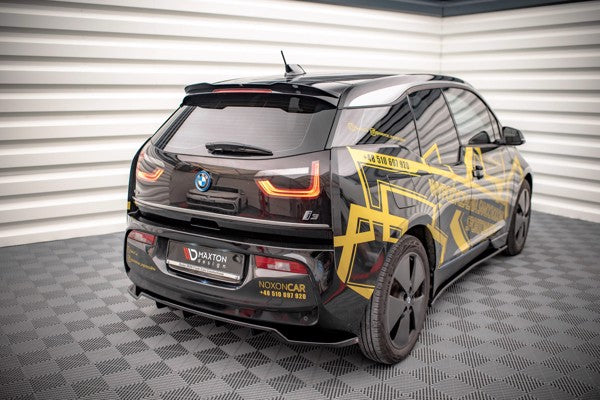 Maxton Central Rear Splitter (With Vertical Bars) BMW I3 Mk1 Facelift - Gloss Black
