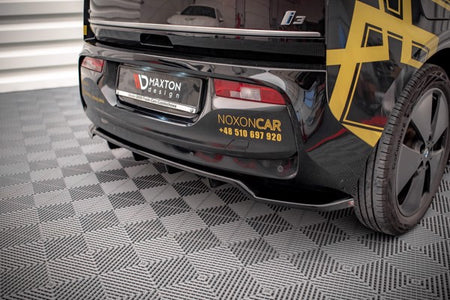 Maxton Central Rear Splitter (With Vertical Bars) BMW I3 Mk1 Facelift - Gloss Black