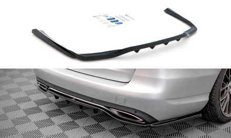 Maxton Central Rear Splitter (With Vertical Bars) Mercedes-Benz C W205 - Gloss Black