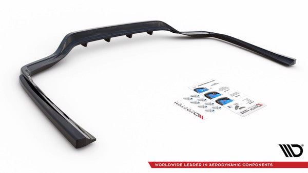 Maxton Central Rear Splitter (With Vertical Bars) Mercedes-Benz C W205 - Gloss Black