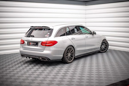 Maxton Central Rear Splitter (With Vertical Bars) Mercedes-Benz C W205 - Gloss Black