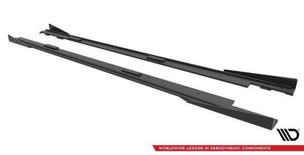 Maxton Street Pro Side Skirts Diffusers + Flaps Mazda 3 Mps Mk1 - Black + Gloss Flaps    