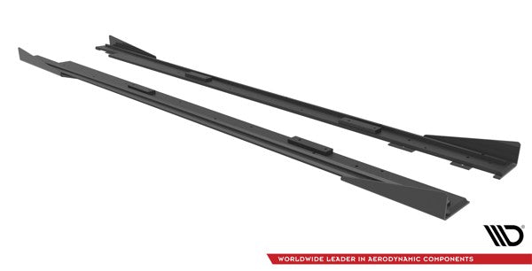 Maxton Street Pro Side Skirts Diffusers + Flaps Mazda 3 Mps Mk1 - Black + Gloss Flaps    