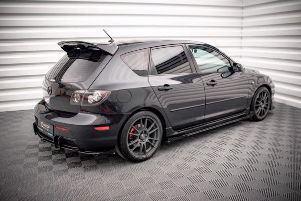 Maxton Street Pro Side Skirts Diffusers + Flaps Mazda 3 Mps Mk1 - Black + Gloss Flaps    