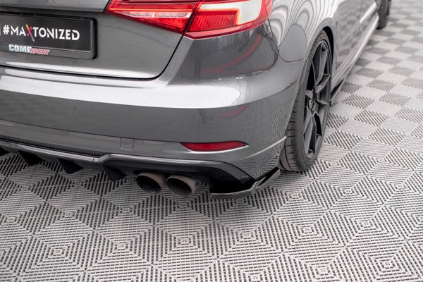 Maxton Rear Side Splitters Audi S3 Sportback 8V Facelift - Gloss Black