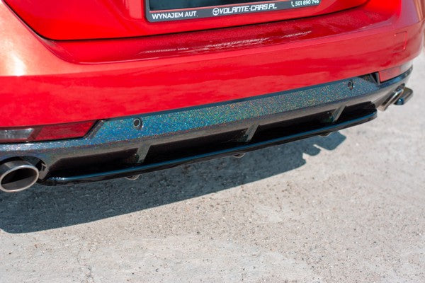 Maxton Central Rear Splitter(With Vertical Bars)  Peugeot 508 Sw Mk2 - Gloss Black