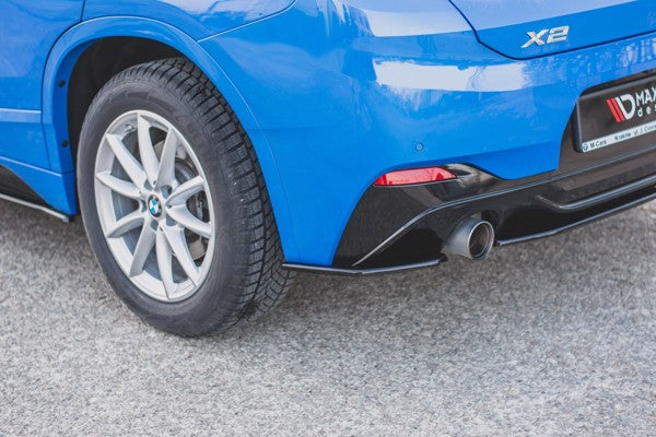 Maxton Rear Side Splitters For BMW X2 F39 M-Pack - Gloss Black