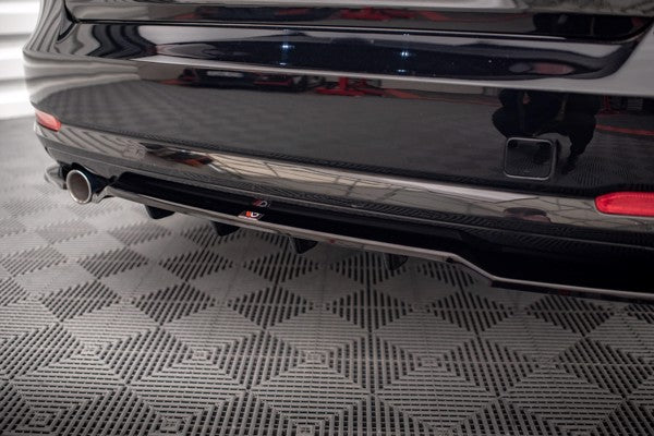 Maxton Central Rear Splitter (With Vertical Bars) BMW 3 Gt F34 - Gloss Black