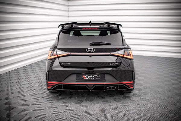 Maxton Central Rear Splitter (With Vertical Bars) Hyundai I20 N Mk3 - Gloss Black