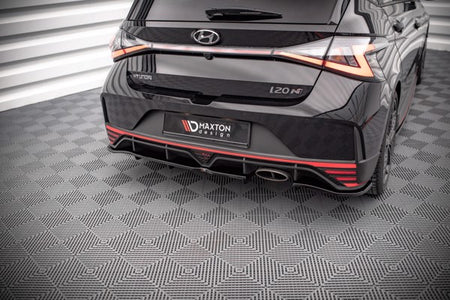 Maxton Central Rear Splitter (With Vertical Bars) Hyundai I20 N Mk3 - Gloss Black