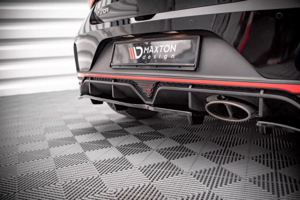 Maxton Central Rear Splitter (With Vertical Bars) Hyundai I20 N Mk3 - Gloss Black
