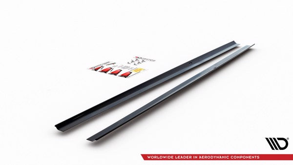 Maxton Side Skirts Diffusers VW Polo Mk6 Gti - Gloss Black