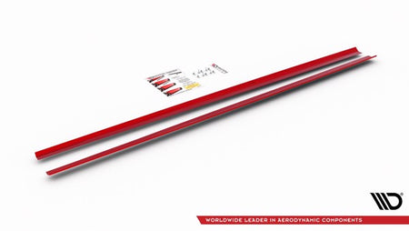 Maxton Side Skirts Diffusers VW Polo Mk6 Gti - Gloss Black