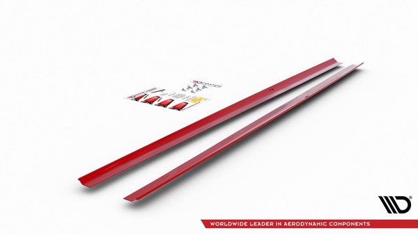 Maxton Side Skirts Diffusers VW Polo Mk6 Gti - Gloss Black