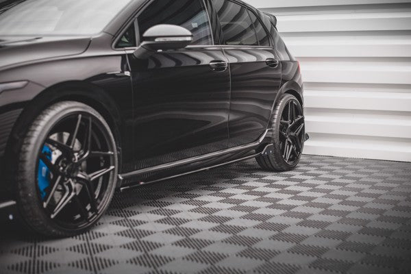 Maxton Side Skirts Diffusers + Flaps V.2 Volkswagen Golf R Mk8 - Gloss Black