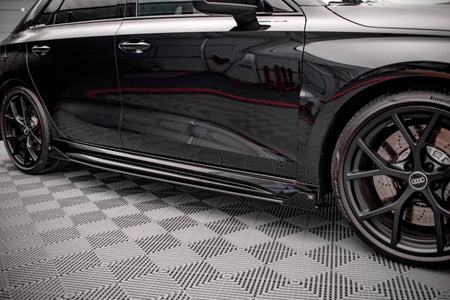 Maxton Street Pro Side Skirts Diffusers + Flaps Audi RS3 Sportback 8Y - Black + Gloss Flaps    