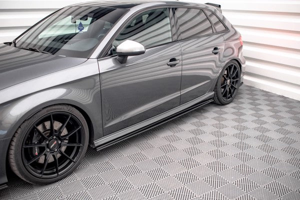 Maxton Street Pro Side Skirts Diffusers Audi S3 / A3 S-Line Sportback 8V Facelift - Black