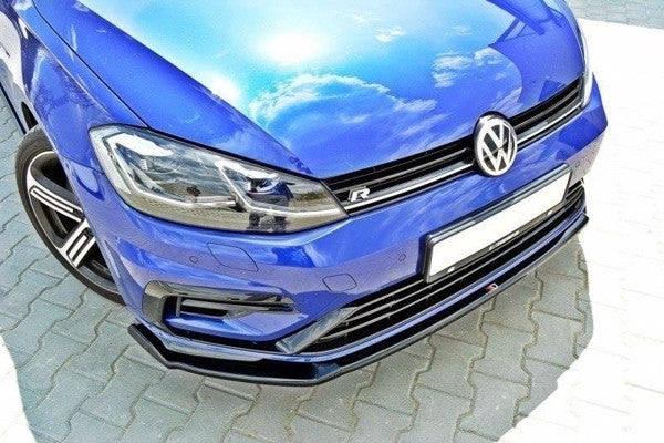 Maxton Front Splitter V.2 VW Golf 7 R / R-Line Facelift - Gloss Black