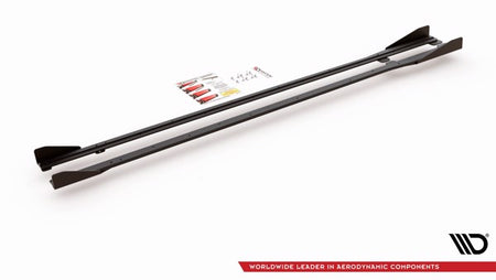Maxton Racing Durability Side Skirts Diffusers + Flaps VW Golf 7 R / R-Line Facelift - Black + Gloss Flaps    