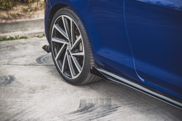 Maxton Racing Durability Side Skirts Diffusers + Flaps VW Golf 7 R / R-Line Facelift - Black + Gloss Flaps    