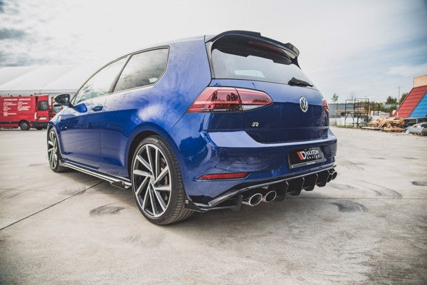 Maxton Racing Durability Side Skirts Diffusers + Flaps VW Golf 7 R / R-Line Facelift - Black + Gloss Flaps    