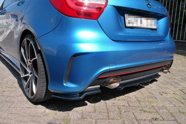 Maxton Central Rear Splitter (With Vertical Bars) Mercedes-Benz W176 Amg-Line Preface - Gloss Black