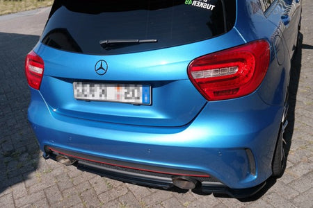 Maxton Central Rear Splitter (With Vertical Bars) Mercedes-Benz W176 Amg-Line Preface - Gloss Black