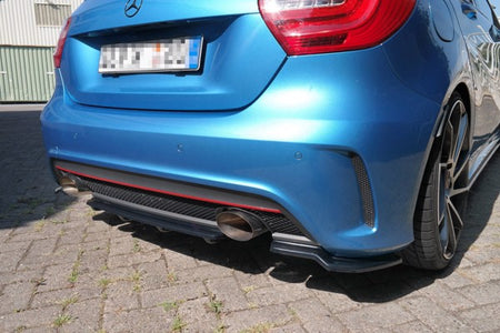 Maxton Central Rear Splitter (With Vertical Bars) Mercedes-Benz W176 Amg-Line Preface - Gloss Black