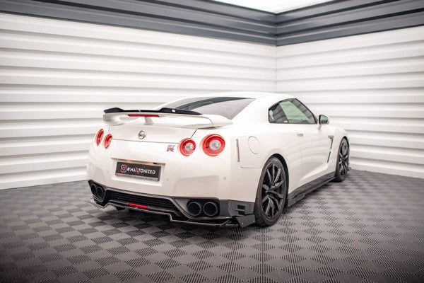 Maxton Central Rear Splitter + Flaps For Nissan Gtr R35 Facelift - Gloss Black