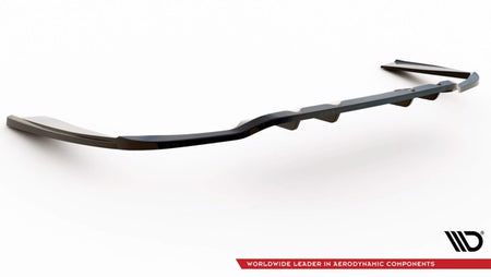 Maxton Central Rear Splitter (With Vertical Bars) Mercedes-Benz C Coupe Amg-Line C205 Facelift - Gloss Black