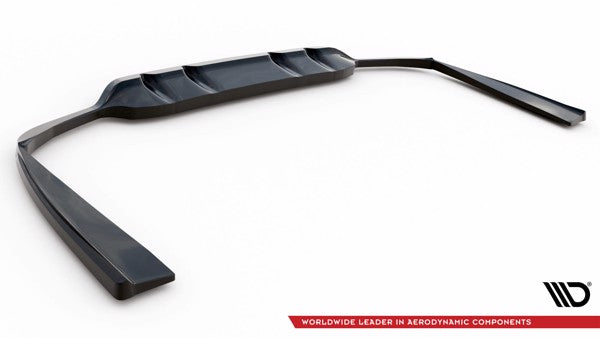 Maxton Central Rear Splitter (With Vertical Bars) Mercedes-Benz C Coupe Amg-Line C205 Facelift - Gloss Black