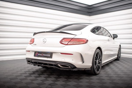 Maxton Central Rear Splitter (With Vertical Bars) Mercedes-Benz C Coupe Amg-Line C205 Facelift - Gloss Black