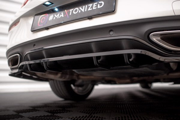 Maxton Central Rear Splitter (With Vertical Bars) Mercedes-Benz C Coupe Amg-Line C205 Facelift - Gloss Black