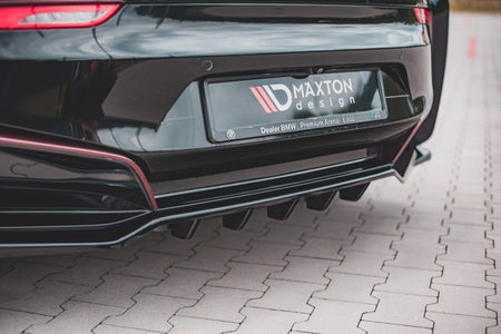 Maxton Central Rear Splitter (With Vertical Bars) BMW I8 - Gloss Black