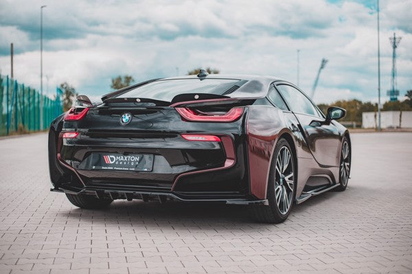 Maxton Central Rear Splitter (With Vertical Bars) BMW I8 - Gloss Black