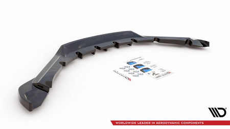 Maxton Central Rear Splitter (With Vertical Bars) BMW I8 - Gloss Black