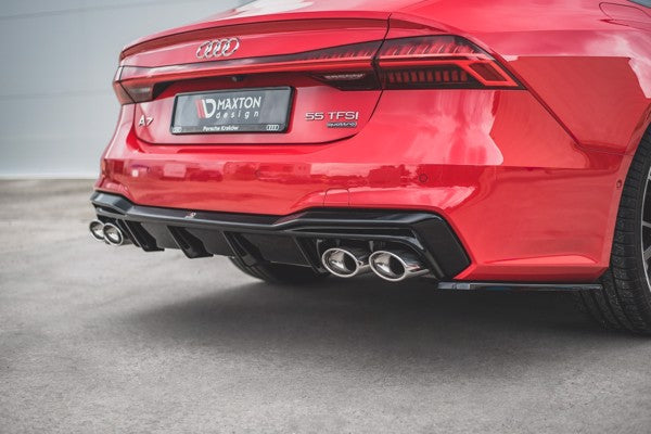 Maxton Rear Valance + Exhaust Ends Imitation Audi A7 C8 S-Line - Black