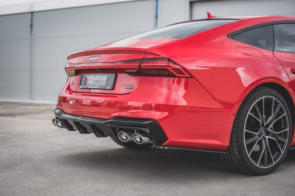 Maxton Rear Valance + Exhaust Ends Imitation Audi A7 C8 S-Line - Black