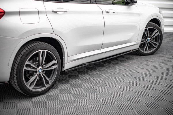 Maxton Side Skirts Diffusers BMW X1 M-Pack F48 - Gloss Black