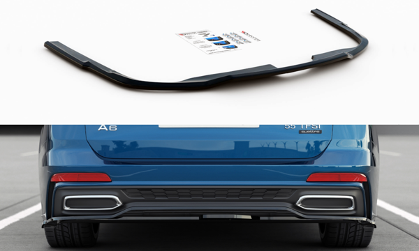 Maxton Central Rear Splitter Audi A6 S-Line Avant C8 - Gloss Black