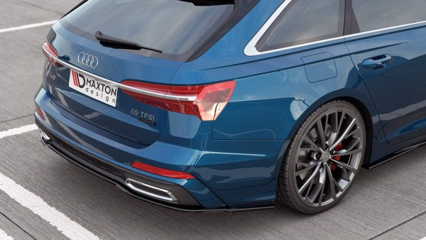 Maxton Central Rear Splitter Audi A6 S-Line Avant C8 - Gloss Black