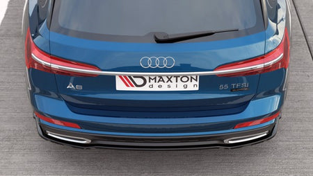 Maxton Central Rear Splitter Audi A6 S-Line Avant C8 - Gloss Black